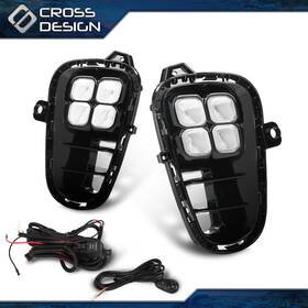 Big0319-3 Crossdesign Front Fog Lamps With Turn Signal Fits Kia Rio 2018 2019 2020 Led Drl Running Light