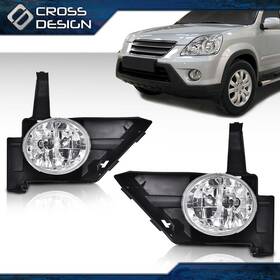 Ht-02flb1352awt Crossdesign Chrome Bumper Fog Lights With Switch Wiring Blubs Set Fit For 2005 2006 Honda Crv