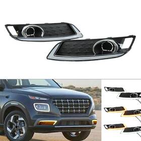 Hukyu-2015yf219 Dictorcoltd 2 Pcs Abs Front Led Car Daytime Running Lights Drl For Hyundai Venue 2020-2023