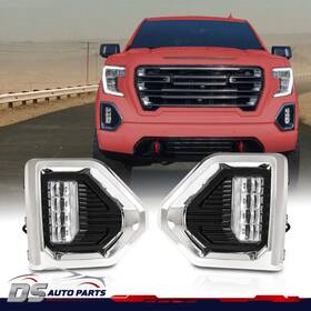 Dsa700535 Ds-auto-parts Led Fog Light Lamp With Wiring Chrome Bezels Fit For 19-21 Gmc Sierra 1500 Denali