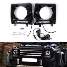 Earthoee 120001410551 Daytime Running Lights Headlight Bezel Glossy Black For Benz G-class W463 90-18