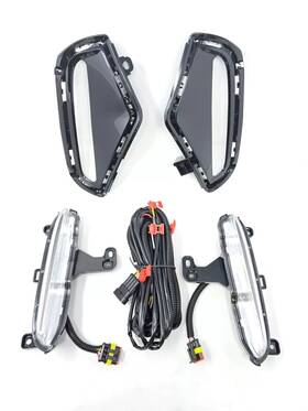 Foli274 Ecs-auto Fit 2019-2024 Toyota Rav4 Dual Color Led Drl Signal Fog Lights With Bezel Wire Set
