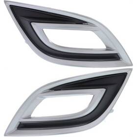 14888832 Evan-fischer Fog Light Trim Set For 2010-2012 Mazda Cx-9 Left And Right Black Plastic 2pc