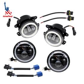Lyy012701286 Evmotors For Hummer H2 H3t 06 2010 7 Inch Halo Led Headlight Drl& 4 Fog Lights Combo Kit
