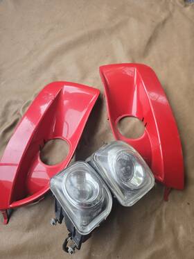 Flc-suip04bl Factory/oem Red Fog Lamp Lights Bezel Bumper Cover Fits For 04 05 Subaru Impreza Wrx Sti