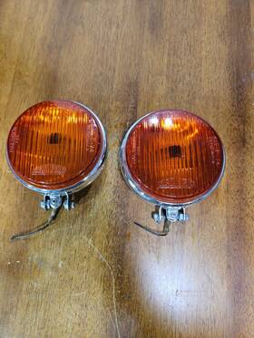 Sae-f-74 Fireworks Vintage Chrome Amber Fog Lights / 970-972 P.a.l Round