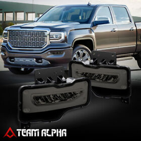 Tma-ms273ltzlf Fit 2016-2018 Gmc Sierra 1500 Limited Full Led Fog Light Lamp Switch Smoked Lens