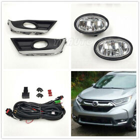 Chs-mslldn-afl0116 Fit 2017 2018 Honda Cr-v Crv Switch Bulb Bezels Clear Fog Driving Light Lamp Set