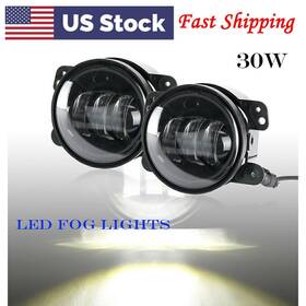 Flashbuyeasyusa 550727824514 4 Inch 30w Led Round Fog Light Driving White Lamp For Jeep Wrangler Dodge Charger Us