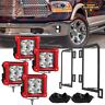 Autoam6590 For 13-18 Dodge Ram 1500 4x 3inch Red Frame Led Work Fog Light Pods Mounts Bracket