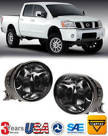 30-0091-11 For 2004-2015 04-15 Nissan Titan Fog Lights Smoke Lens Front Bumper Lamps Pair