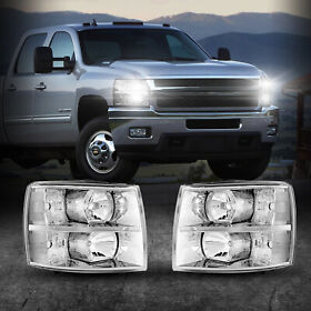 Se786059 For Chevrolet Silverado 2007-2014 Left Right Headlights Headlamp Clear Lens