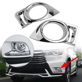 Fortodayy 550755708589 Front Fog Light Lamp Cover Trim For Toyota Highlander 2014-2016 2015 Chrome