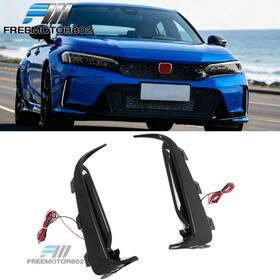 Fz-lhf-hc23tr-sm-wh Freemotor802 Fits 23-26 Honda Civic Type R Fl5 Jdm Front Bumper White Led Drl Foglights 2pcs