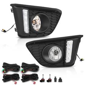 Alo852285 G-plus Led Drl Fog Lights Driving Lamps With Wiring Fit For 2014-2017 Honda Jazz