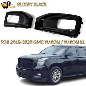 13912295 Gearzaar Glossy Black Fog Light Lamp Cover Bezel Trim For 2015-2020 Gmc Yukon / Upv