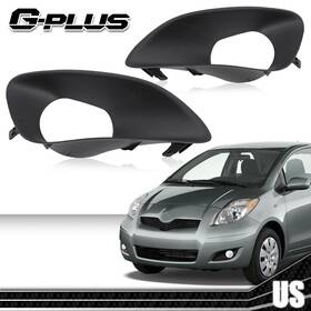 Gplus-0111-14 Gplusmotor Fit For 07-13 Toyota Yaris Sedan Fog Light Cover Bumper Lamp Black Bezel Trim