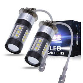 Auimsocor0697 H3 8000k Ice Blue 160w 16000lm Led Fog Light Bulbs Driving Drl Lamps High Power
