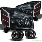 Hd-jh-nti04-am-sm Fl-wj-nt04-sm Onebigoutlet For Titan Armada Smoked Headlights Lens Fog Lights Combo
