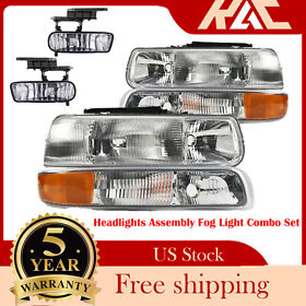 09839502233 Headlights Bumper Lamps Fog Lights For 00-06 Chevrolet Suburban Tahoe Clear