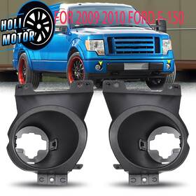 Holi Motor 794304594210 Pair Fog Light Brackets Set Covers For 2009 2010 Ford F-150 Black Driving Bezels