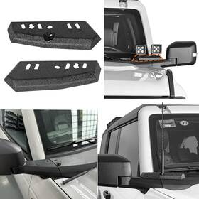 Ft.20024 Hooke Road Pair Dual A-pillar Light Mounting Brackets Steel Fit Ford Bronco 2021-2025 Sport