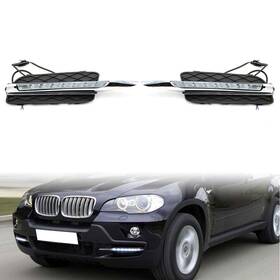 Hukyu 111000273667 Fit Bmw X5 E70 2007-2010 Led Drl Daytime Running Lights Bumper Driving Fog Lamps