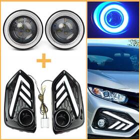 Hukyu 550725613455 Car Led Daytime Running Turn Signal Light Cob Angel Eye Kit For Honda Civic