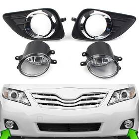 Hukyu 612046150948 2 Pcs Fog Light Bumper Lamp Cover Wiring Harness Switch For Toyota Camry 2010-11
