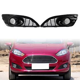 Hukyu 612047293330 2 Pcs Car Abs Front Bumper Grilles Fog Lights Cover For Ford Fiesta 2012-2016
