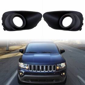 Hukyu 921000155203 1 Pair New Black Car Front Bumpe Fog Light Lamp Bezels For Jeep Compass 2011-17