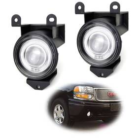 Fs89fs371-clear Ijdmtoy Projector Fog Lights With Led Halo Rings For 01-06 Gmc Yukon Denali Sierra 1500