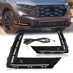 Auto-fl-1109 Ironwalls Pair Led Daytime Running Lights Fog Lamps With Turn Signal For Honda Cr-v 2023-2024