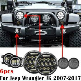 Uncleue0001742 Ironwalls 7 Inch Led Headlights Hi-lo Beam Drl Fog Lights Turn Signal For Jeep Wrangler Jk