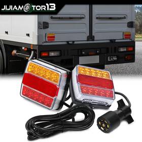 J-02sla0006ard Jijiamotor13 1 Pair 25 Led Magnetic Trailer Towing Lights Kit With 24ft Cable And 7 Pin Plug