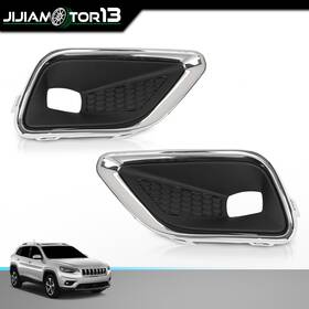 Jijia012915 Jijiamotor13 Fit For 19-20 Jeep Cherokee Pair Front Bumper Fog Light Lamp Covers Bezel Chrome