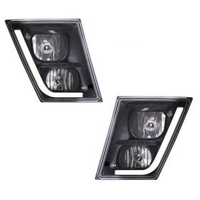 Karparts360 197726536804 For Volvo Vn/vnl 2003-2017 Fog Light Driver And Passenger Side Pair Black-housing