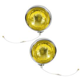 Flm000008101 Kuafu Pair 55w 12v Vintage Classic 5 Inch Fog Light Halogen With Bulb Yellow Lens Left Right