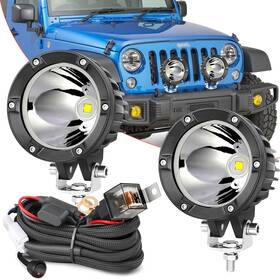 Eki-0101-wlr0140 Lednightkiller 2x 4 Inch 80w Round Led Off Road Driving Spot Lights Work Pods Tractor 4wd Wiring