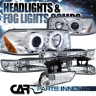 Lf2lblhp-sie99c-tm Carpartsinnovate Sierra Yukon Chrome Halo Projector Headlights Bumper 684758653031