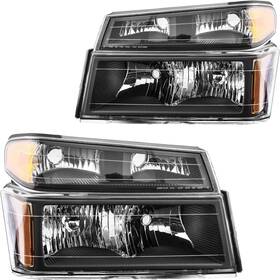 9lah0350 Marsflux Headlight Pair For 04-12 Gmc Canyon And Chevy Colorado Oe Amber