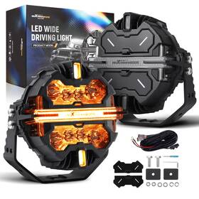 Ahsw4v Maxpeedingrods 7 Inch Led Driving Lights 332w For Off Road Suv Atv Utv 4x4 Rgb Drl Spot Beam