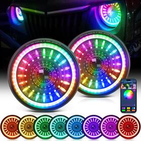 Mic-07-126 Mictuning J1 7 Inch Led Headlights Rgb Projector Chasing Halo For Jeep Wranglers