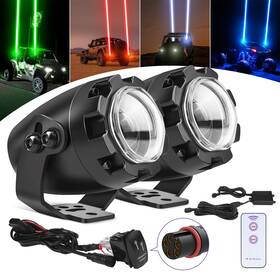Mic-09-07013 Mictuning 2pc Laser Rgb Led Whip Lights Whipless Antenna Remote For Polaris Can Am Atv Utv