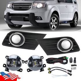 16490626 Miziauto 4pcs Led Front Bumper Fog Light Lamp Bezel Cover Frame For Honda Pilot 2012-2015