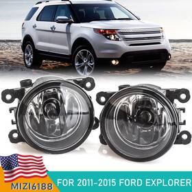 1alfl00231 Miziauto Pair For 2011-2014 2015 Ford Explorer Clear Lens Fog Lights Front Bumper Lamps