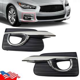 1kpns1230k01 Miziauto Pair Front Fog Light Lamp Cover Chrome Trim For Infiniti Q50 2014 2015 2016 2017