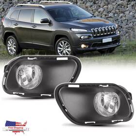 30-0471-09 Miziauto For 2014-2016 2017 2018 Jeep Cherokee Fog Lights Bumper Driving Lamps With Bulbs