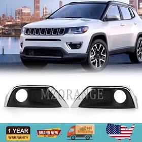 53224444 Miziauto Bumper Fog Light Cover Bezel With Chrome Trim For Jeep Compass 2017 2018 2019 2020