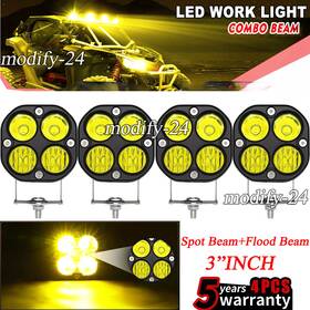 F4cy4canam02 Mod 4x Fit 2017 Can-am Maverick X3 Max 3 Inch Amber Led Work Light Bar Spot Flood Pods